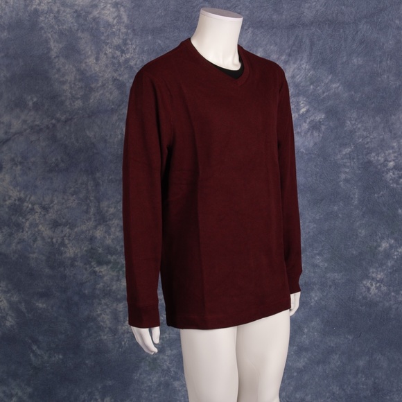 Method V-Neck Lightweight Sweater w Faux Crew Look - Picture 4 of 4